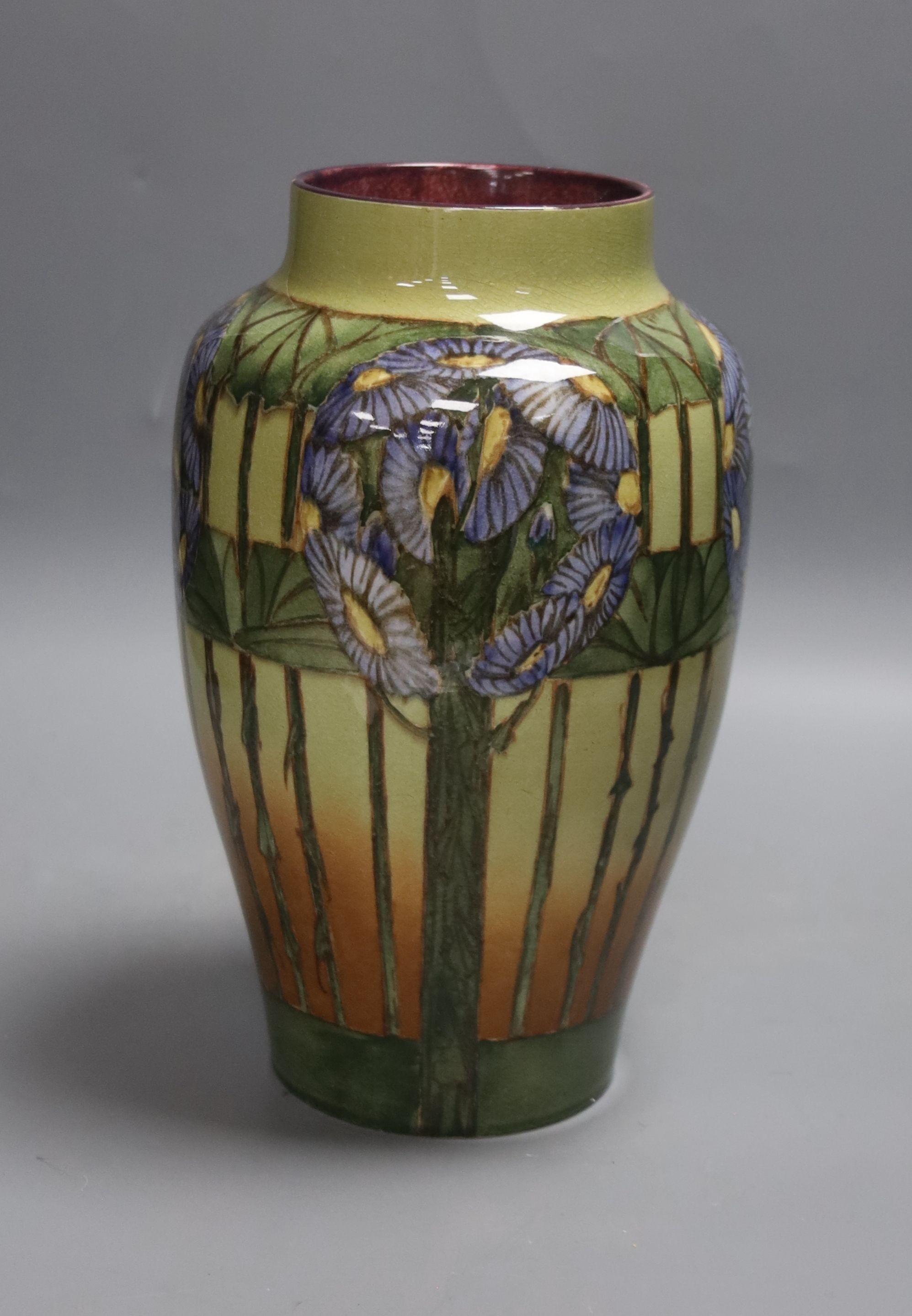 Margaret Armstrong, a floral Doulton Lambeth vase, 25cm